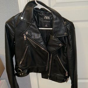 Zara cropped leather blazer